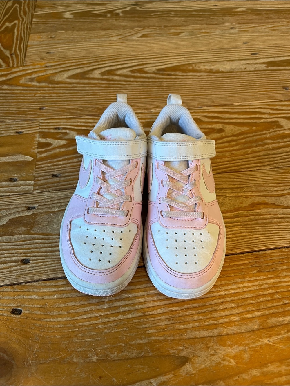 Nike Kids Pink and White Hook-and-Loop Sneakers